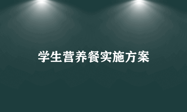 学生营养餐实施方案