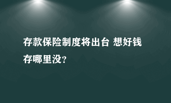 存款保险制度将出台 想好钱存哪里没？