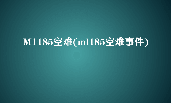 M1185空难(ml185空难事件)