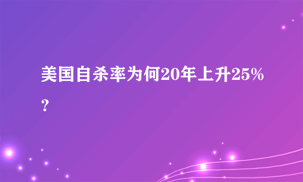 美国自杀率为何20年上升25%？