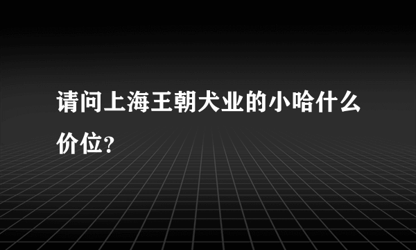 请问上海王朝犬业的小哈什么价位？