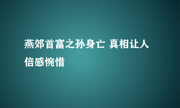 燕郊首富之孙身亡 真相让人倍感惋惜