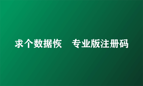 求个数据恢復专业版注册码