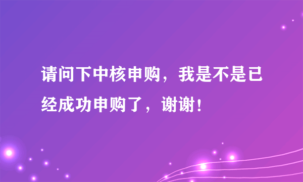 请问下中核申购，我是不是已经成功申购了，谢谢！