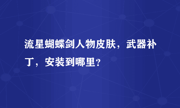 流星蝴蝶剑人物皮肤，武器补丁，安装到哪里？