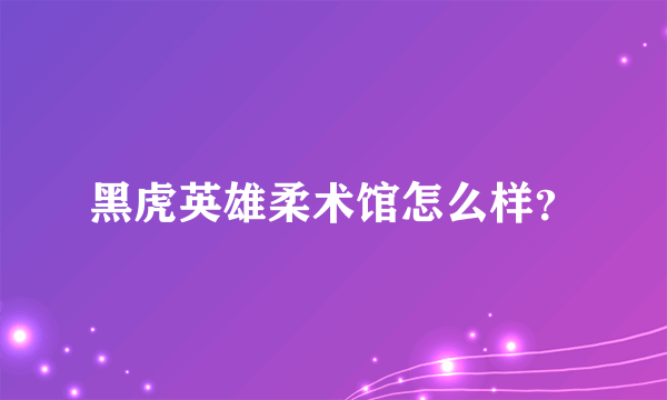 黑虎英雄柔术馆怎么样？