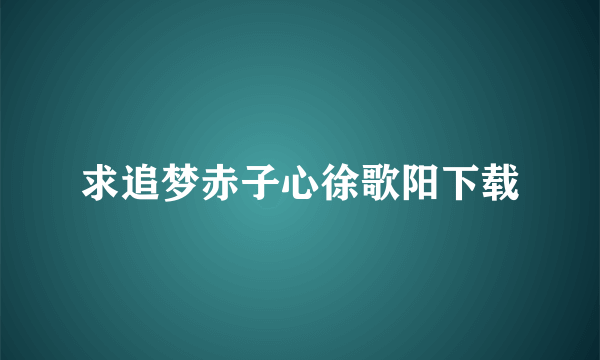 求追梦赤子心徐歌阳下载