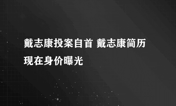 戴志康投案自首 戴志康简历现在身价曝光