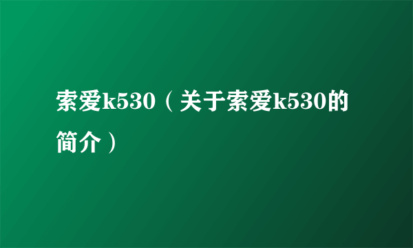 索爱k530（关于索爱k530的简介）