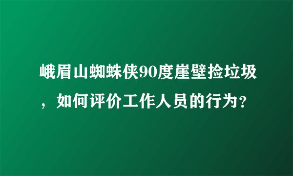 峨眉山蜘蛛侠90度崖壁捡垃圾，如何评价工作人员的行为？