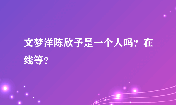 文梦洋陈欣予是一个人吗？在线等？