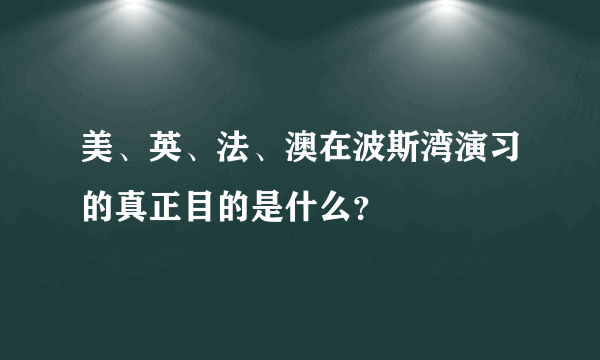 美、英、法、澳在波斯湾演习的真正目的是什么？