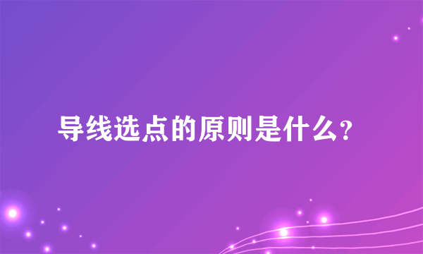 导线选点的原则是什么？