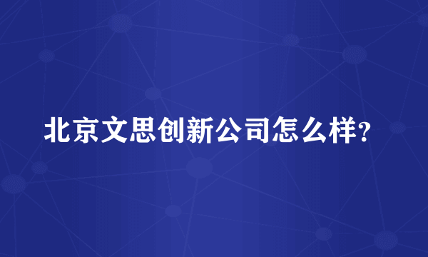 北京文思创新公司怎么样？