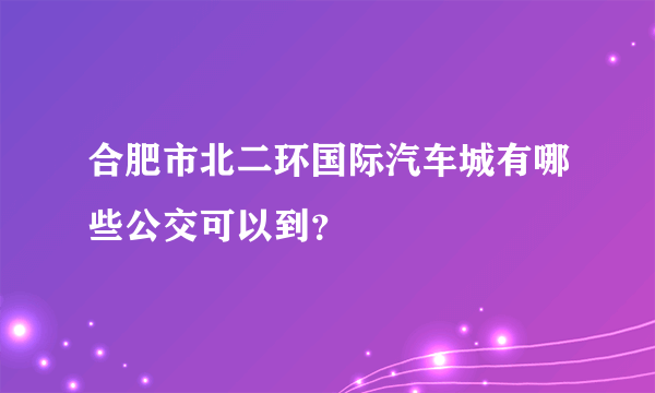 合肥市北二环国际汽车城有哪些公交可以到？