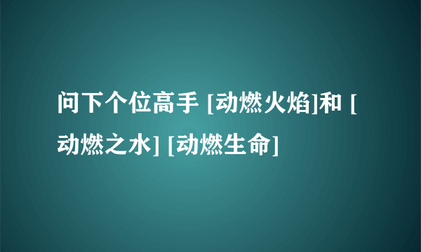 问下个位高手 [动燃火焰]和 [动燃之水] [动燃生命]