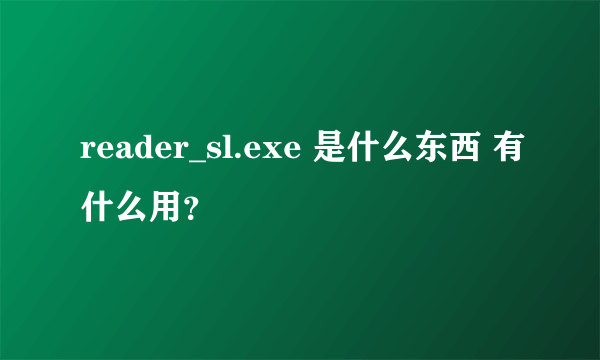 reader_sl.exe 是什么东西 有什么用？