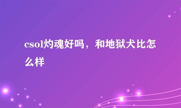 csol灼魂好吗，和地狱犬比怎么样