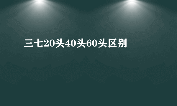 三七20头40头60头区别