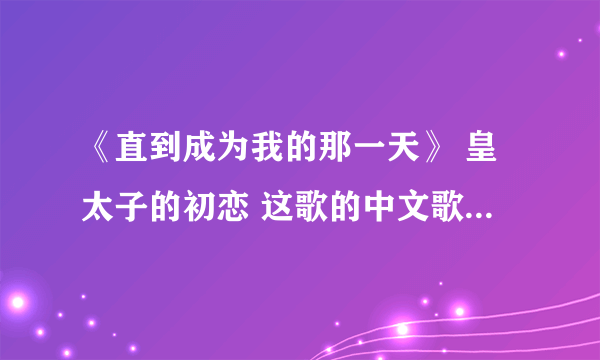 《直到成为我的那一天》 皇太子的初恋 这歌的中文歌词是什么？？