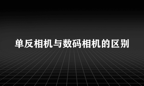 单反相机与数码相机的区别