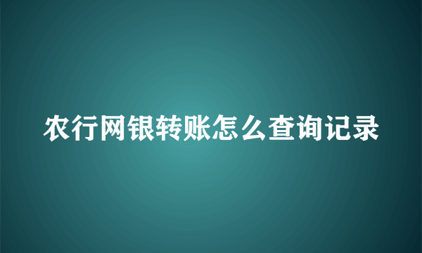 农行网银转账怎么查询记录