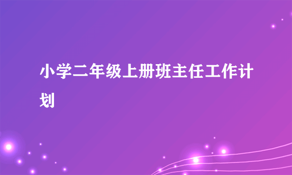 小学二年级上册班主任工作计划