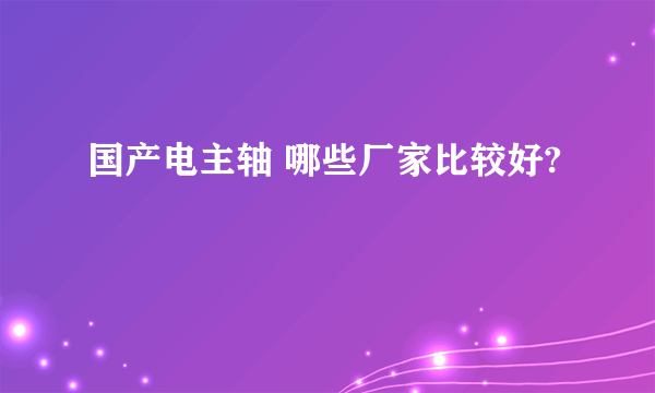 国产电主轴 哪些厂家比较好?