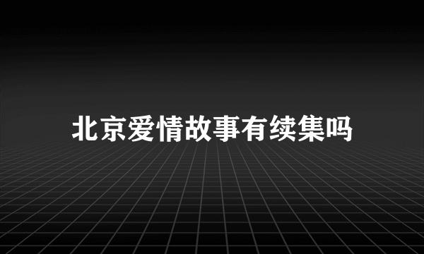 北京爱情故事有续集吗