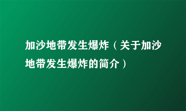 加沙地带发生爆炸（关于加沙地带发生爆炸的简介）