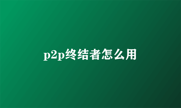 p2p终结者怎么用