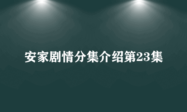 安家剧情分集介绍第23集