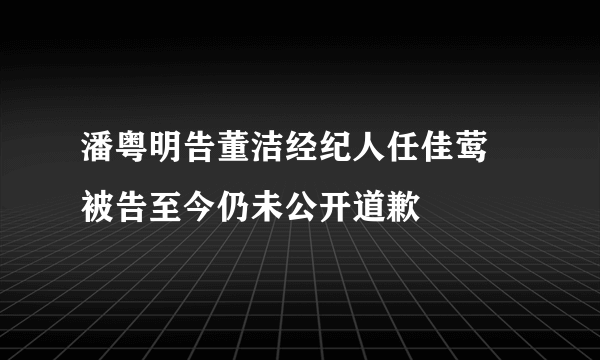 潘粤明告董洁经纪人任佳莺  被告至今仍未公开道歉