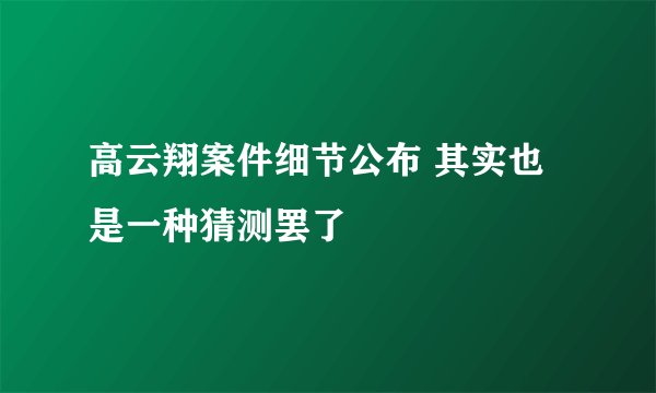 高云翔案件细节公布 其实也是一种猜测罢了