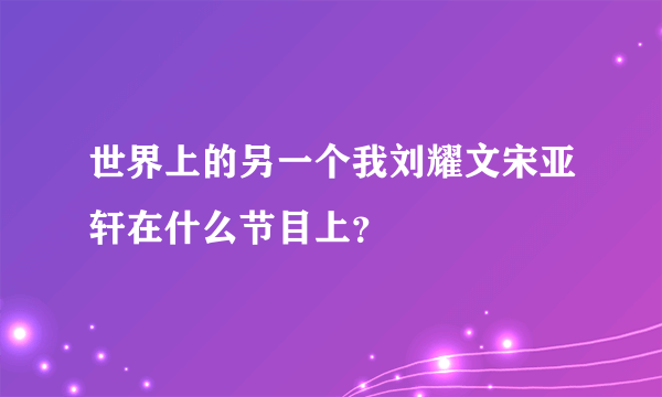 世界上的另一个我刘耀文宋亚轩在什么节目上？