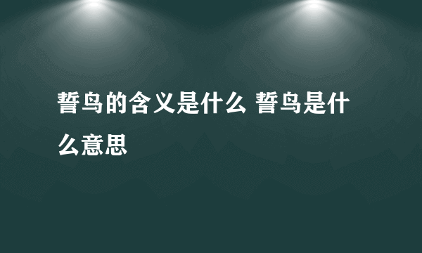 誓鸟的含义是什么 誓鸟是什么意思