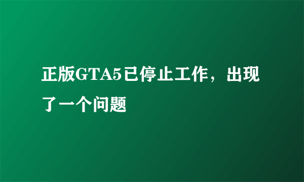 正版GTA5已停止工作，出现了一个问题