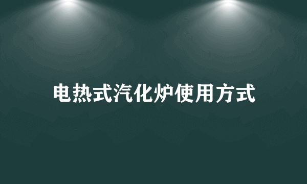 电热式汽化炉使用方式