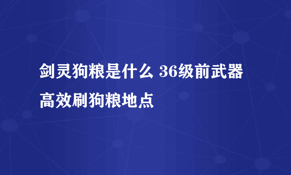 剑灵狗粮是什么 36级前武器高效刷狗粮地点