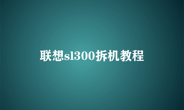 联想sl300拆机教程