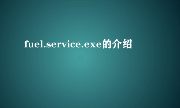 fuel.service.exe的介绍