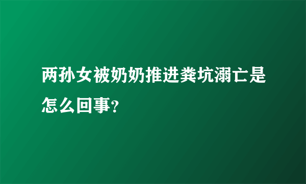 两孙女被奶奶推进粪坑溺亡是怎么回事？