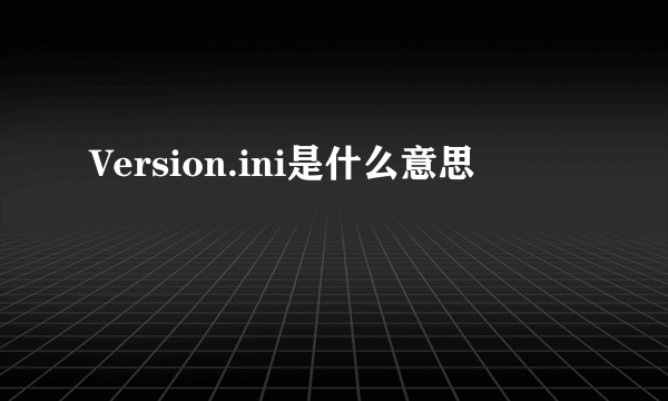 Version.ini是什么意思