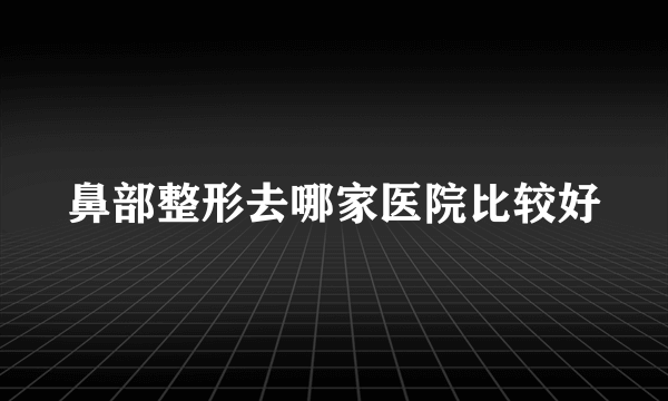 鼻部整形去哪家医院比较好