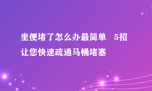 坐便堵了怎么办最简单   5招让您快速疏通马桶堵塞