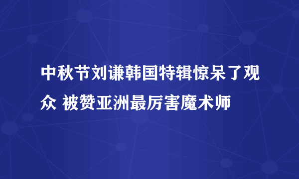 中秋节刘谦韩国特辑惊呆了观众 被赞亚洲最厉害魔术师