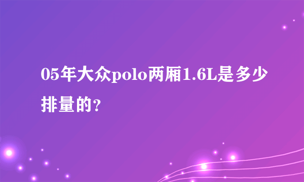 05年大众polo两厢1.6L是多少排量的？