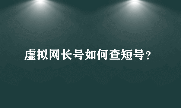 虚拟网长号如何查短号？