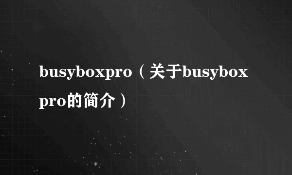 busyboxpro（关于busyboxpro的简介）