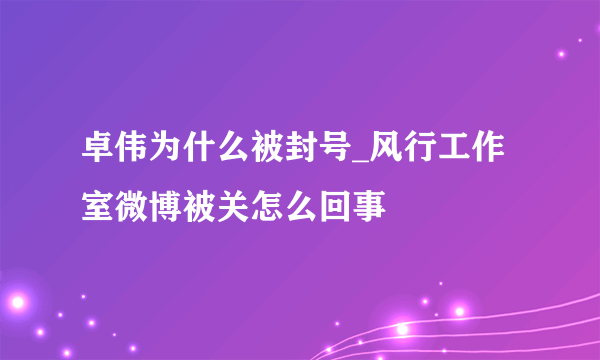 卓伟为什么被封号_风行工作室微博被关怎么回事